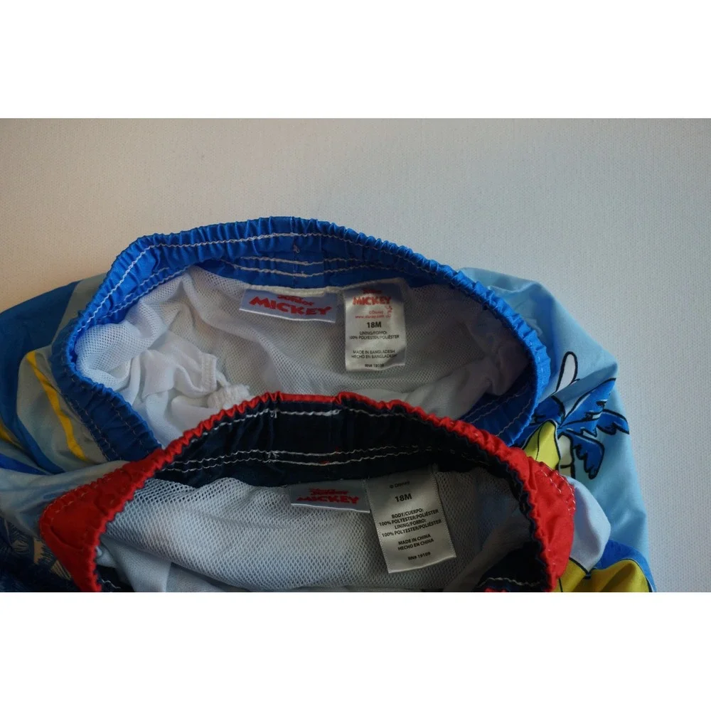Disney Mickey Mouse Swim Trunks Set 2pk Blue Surfing Board Shorts 18M